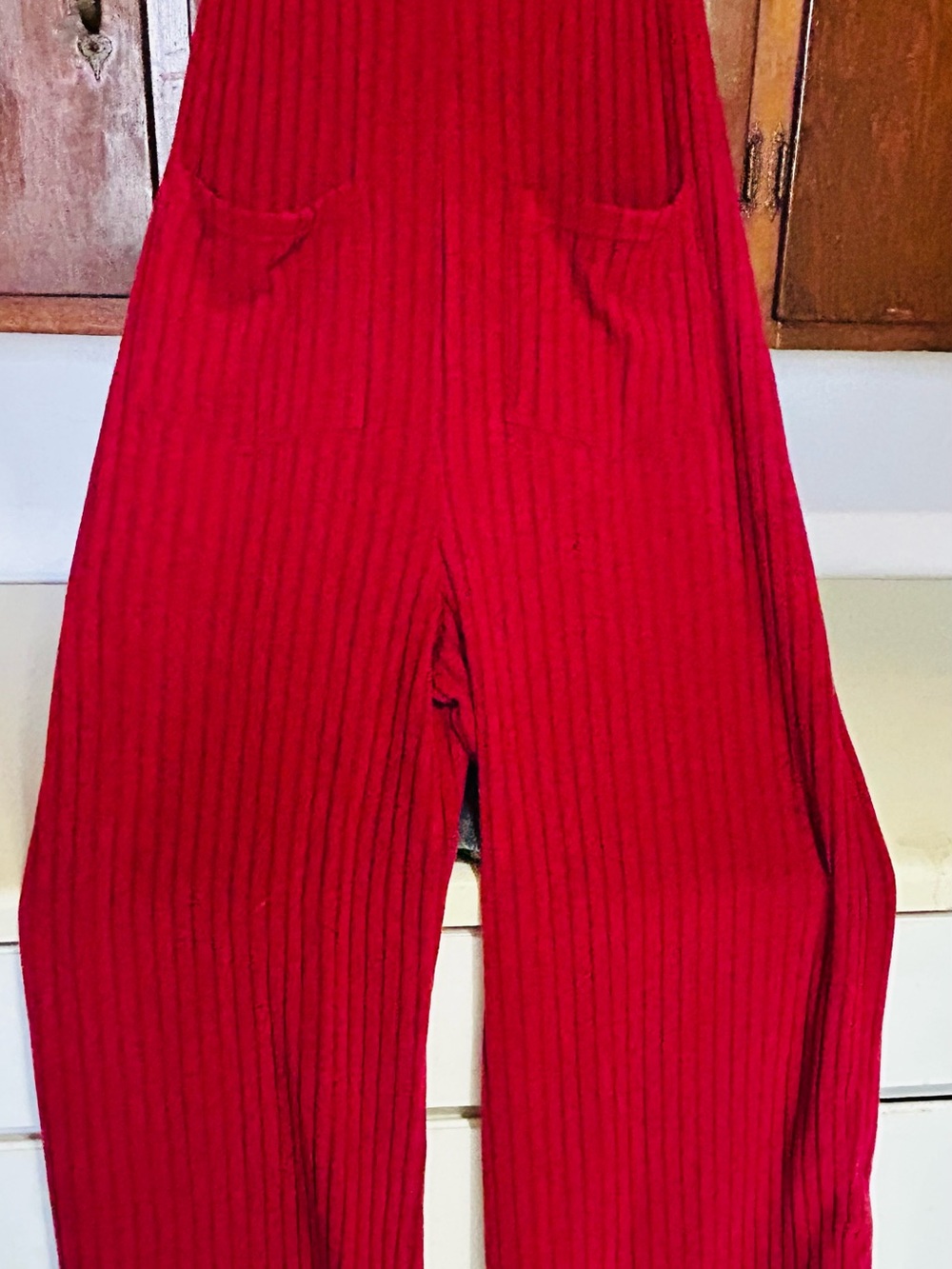 HALARA Red Ribbed Wide-Leg Jumpsuit - Picture 6 of 9